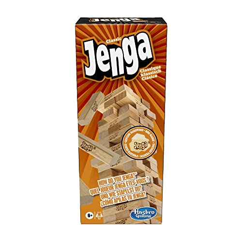 Hasbro Gaming Juego Classic Jenga con bloques de madera auténticos, juego de torre...